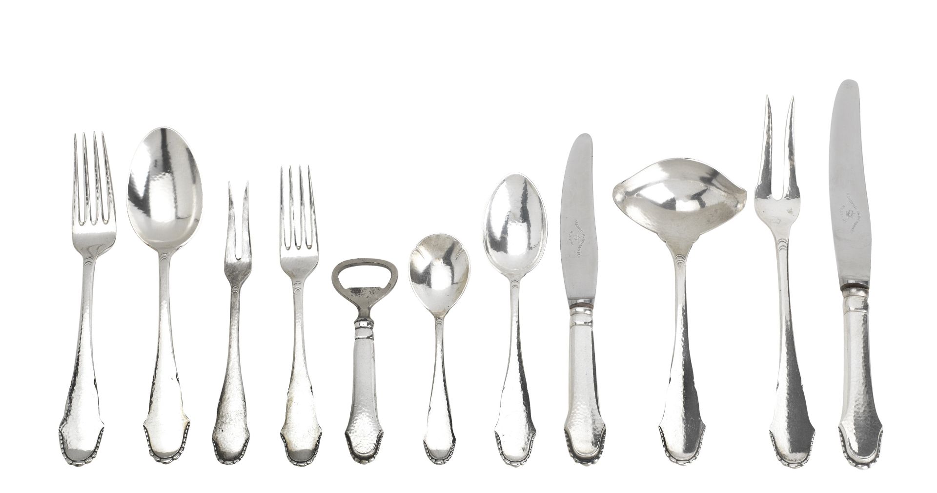 A composite canteen of Danish silver flatware first quarter 20th century, makers to include J. Sv...