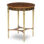 A Sheraton Revival satinwood and painted centre table,