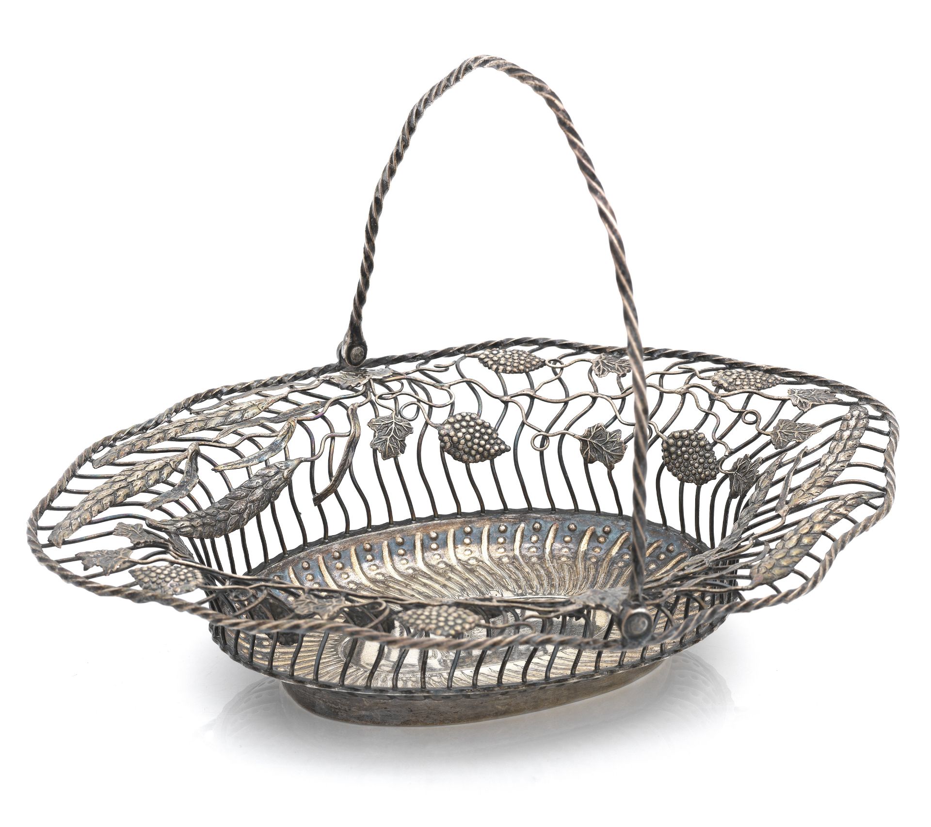 A George III swing handled silver basket by Francis Crump, London 1758,