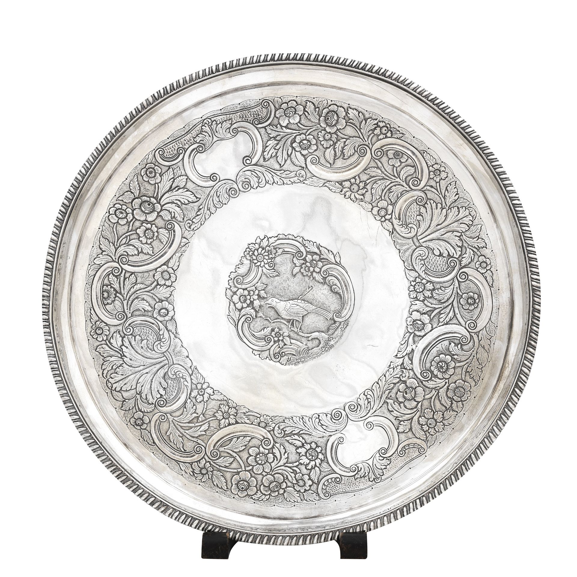 A George III Irish silver circular salver by Robert Williams, Dublin 1807,