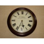 A 19th century Mahogany wall clock The dial insribed W. Kibble of 22 Gracechurch Street