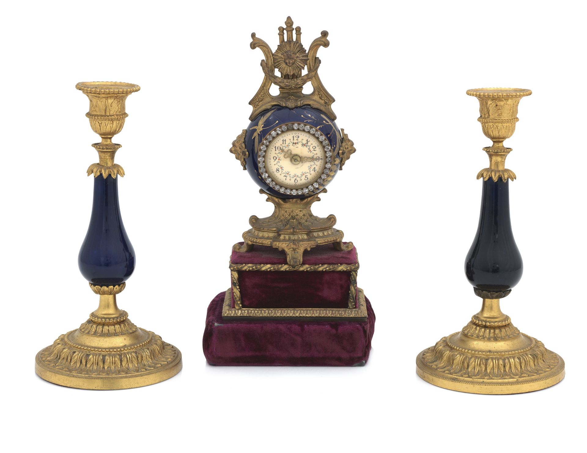 A late 19th century French clock garniture (3)