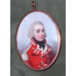 Frederick Buck (Irish, 1771-circa 1840) An Officer, wearing scarlet coatee with silver buttons, b...