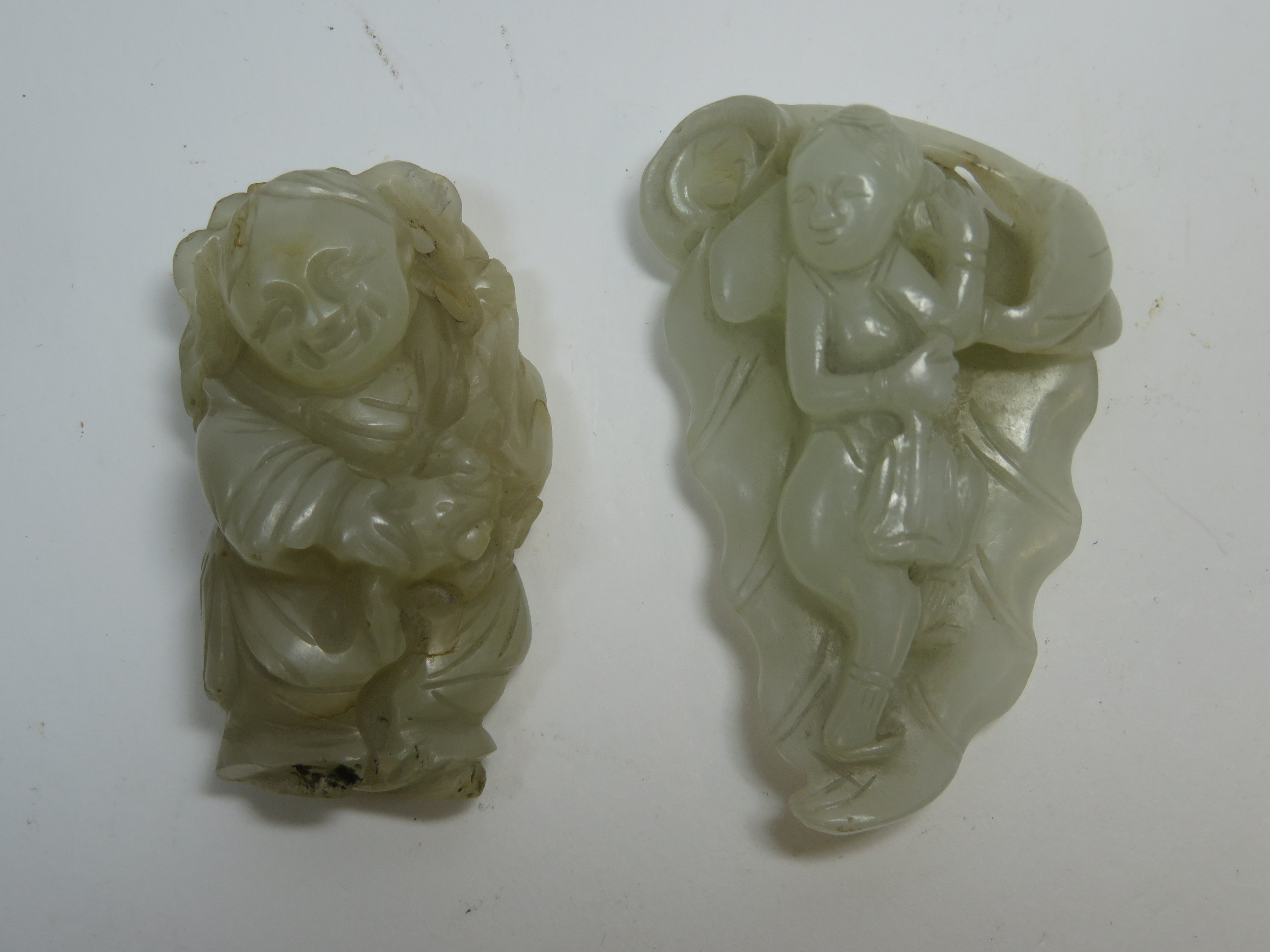 Two jade carvings of boys 18th/19th century