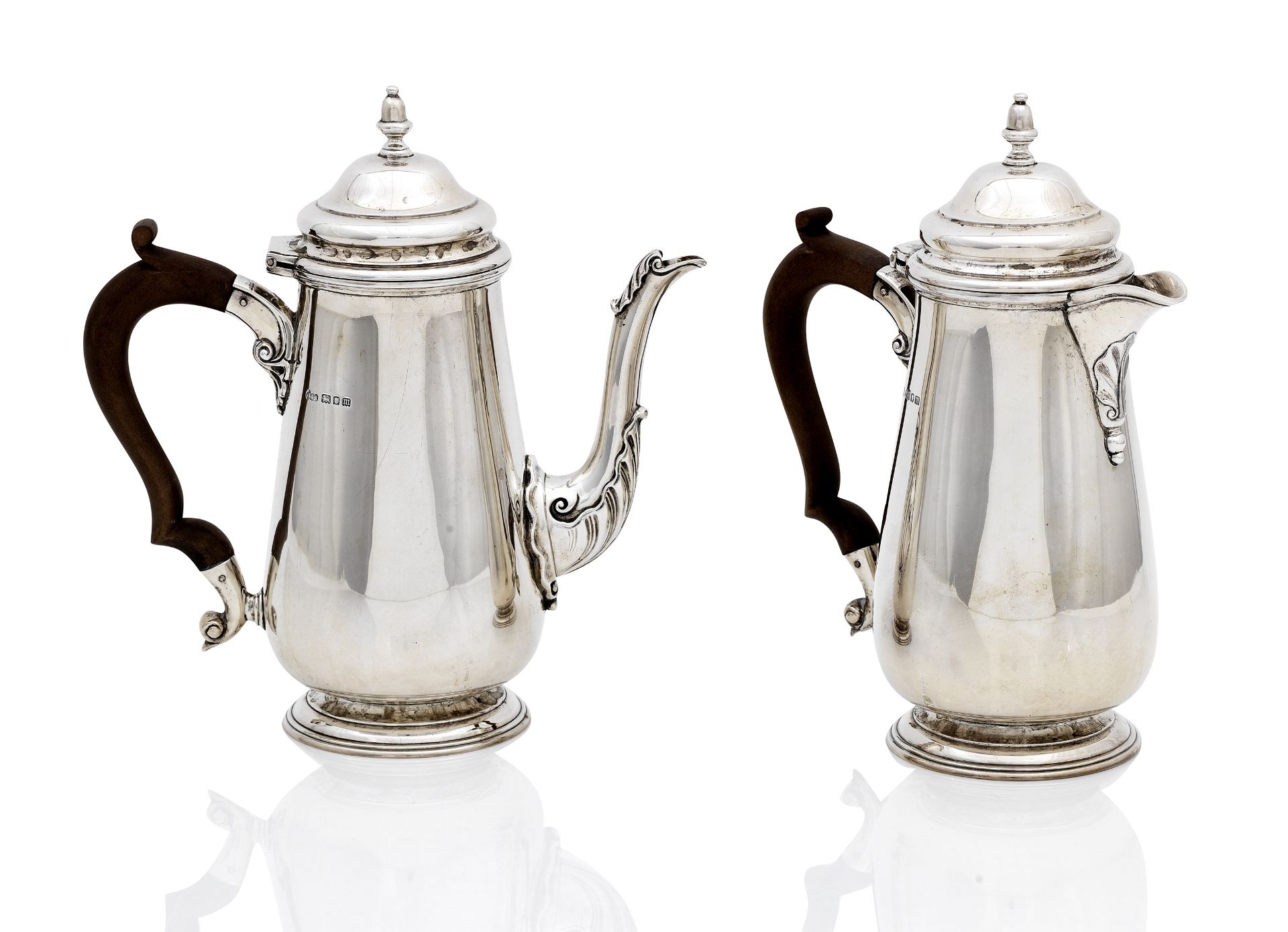 A pair of George v silver cafe au lait pots maker's mark R&S, London, 1927