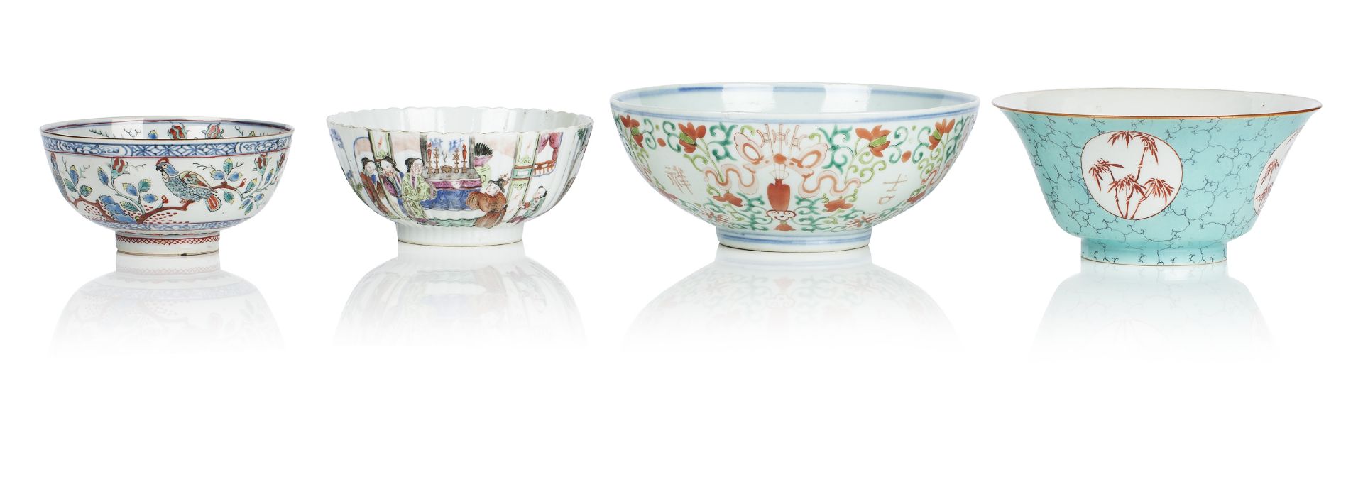 Four Polychrome Bowls 19th century, (4)