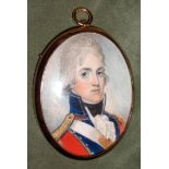 Manner of Manner of Henry Jacob Burch, junior, circa 1790 An Officer, wearing red coatee with blu...