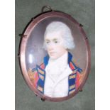 Manner of Manner of Henry Edridge, circa 1790 An Officer, possibly of the 2nd Guards, wearing sca...