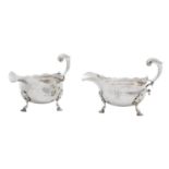 A pair of George III silver sauce boats maker's mark W.B, London, 1756