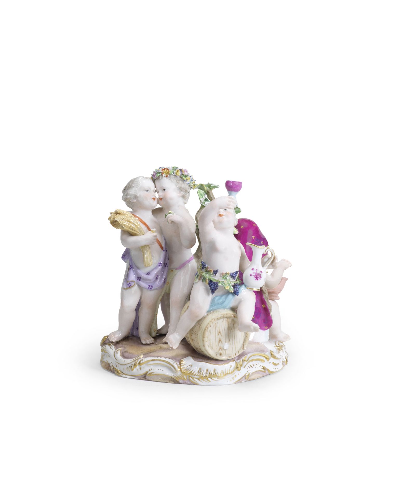 A small Meissen group of putti emblematic of the Four Seasons, 19th century