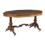 A late 19th century walnut centre table
