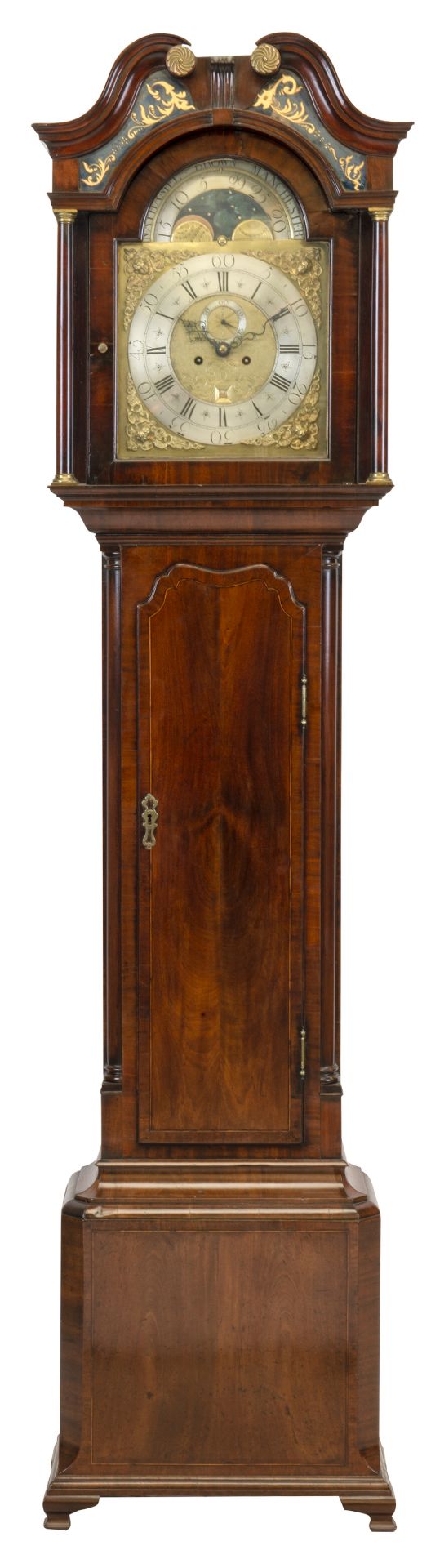 A late George III mahogany longcase clock Engraved to the arch Nathaniel Brown of Manchester