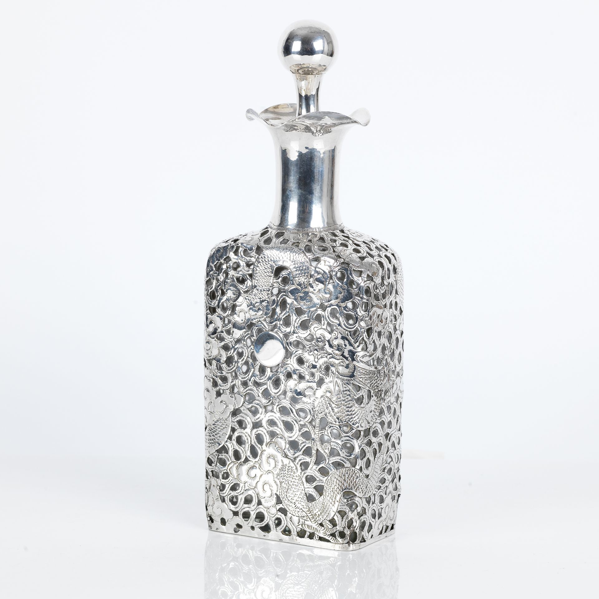 A Chinese Export Silver-mounted decanter impressed marks for Wai Kee of Hong Kong