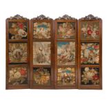 A 19th century rosewood four leaf screen