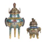 Two Cloisonne Censers and Covers, 19th century,