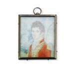 B. Hott (British, active 1809) An Officer of the 1st Foot Guards, wearing scarlet coatee with gol...