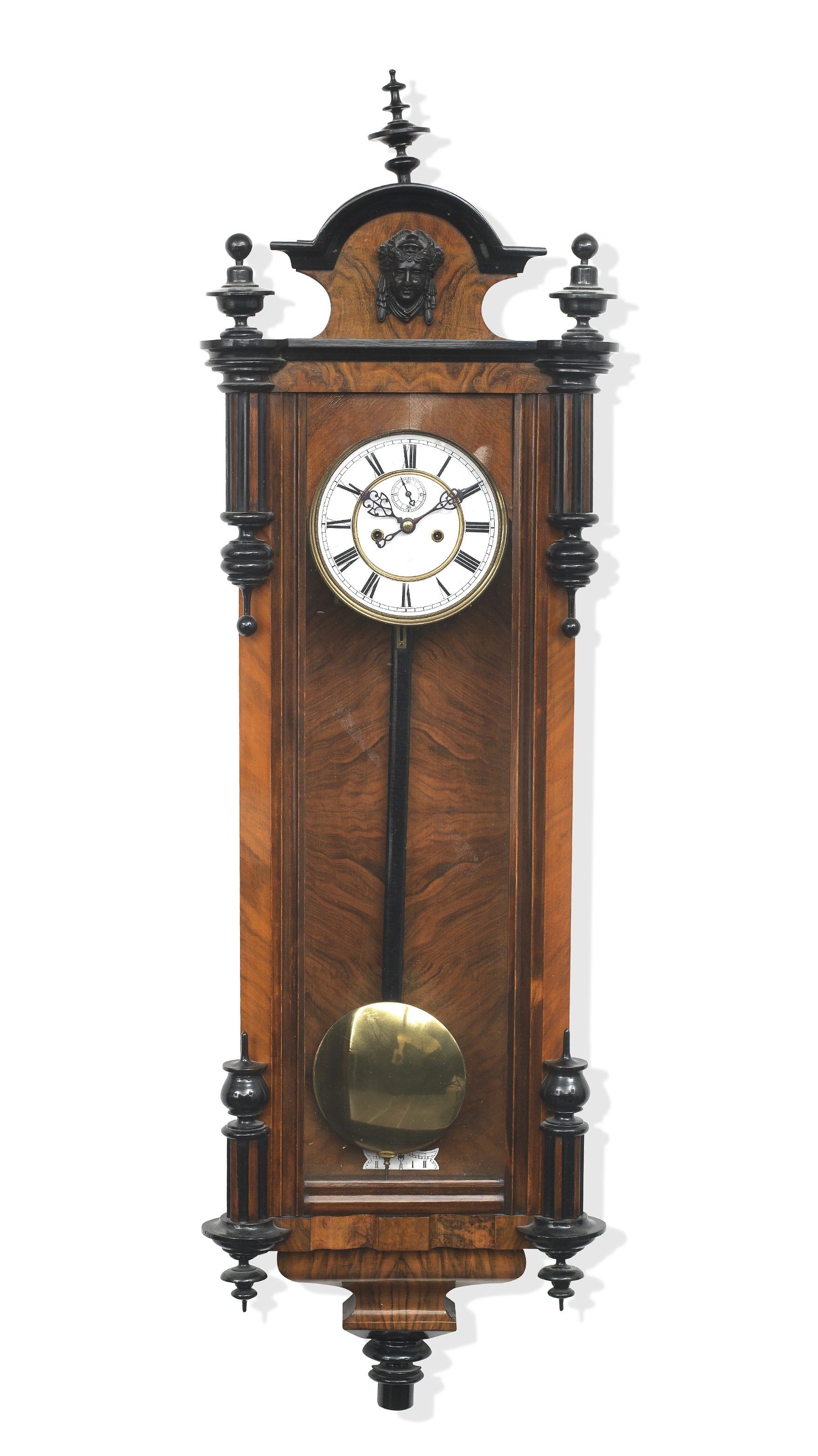 A mid 19th Century walnut cased vienna regulator wall clock