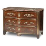 A French Régence walnut, brass-mounted and crossbanded commode, early 18th century