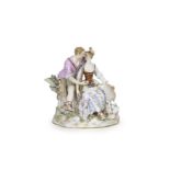 A Meissen group of a shepherd and shepherdess, 19th century