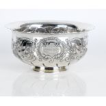 An Impressive Edwardian silver bowl by Wakely & Wheeler, London, 1901, retailed by Malcolm of Bel...