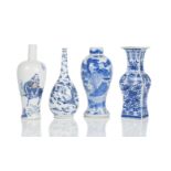 Four Blue and White Vases 19th century (4)