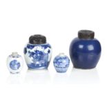 A powder blue ginger jar and a blue and white ginger jar the first 18th century, the second 19th ...