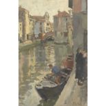 Edward le Bas (British, 1904-1966) Canal in Chioggia