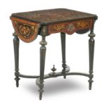 A late 19th/early 20th century French walnut, marquetry inlaid and gilt metal mounted writing table