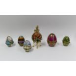 A collection of six Faberge design eggs of recent manufacture (6)