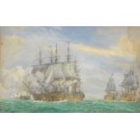 Irwin John David Bevan (British, 1852-1940) Brunswick and Vengeur, Glorious 1st June 31 x 48cm (1...