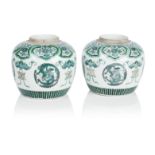 A pair of famille verte ginger jars 19th century