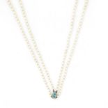 A cultured pearl necklace with zircon and diamond clasp