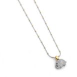 A diamond-set elephant pendant with chain