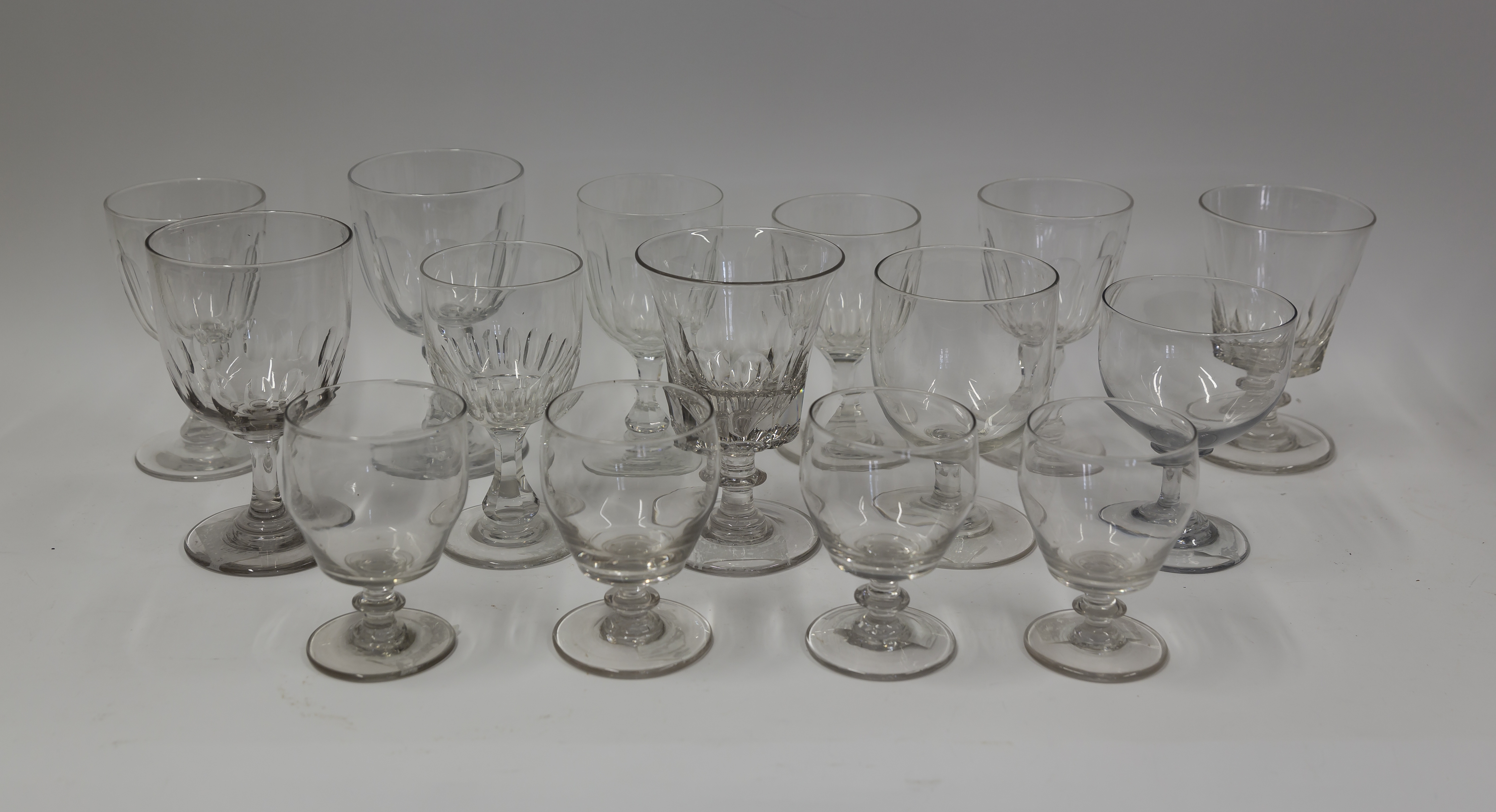 A collection of 15 glass rummers 19th century