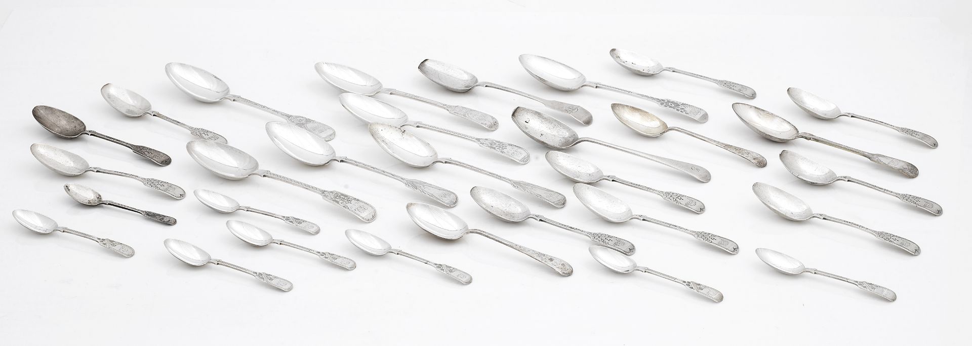A collection of fiddle pattern cutlery various makers and dates