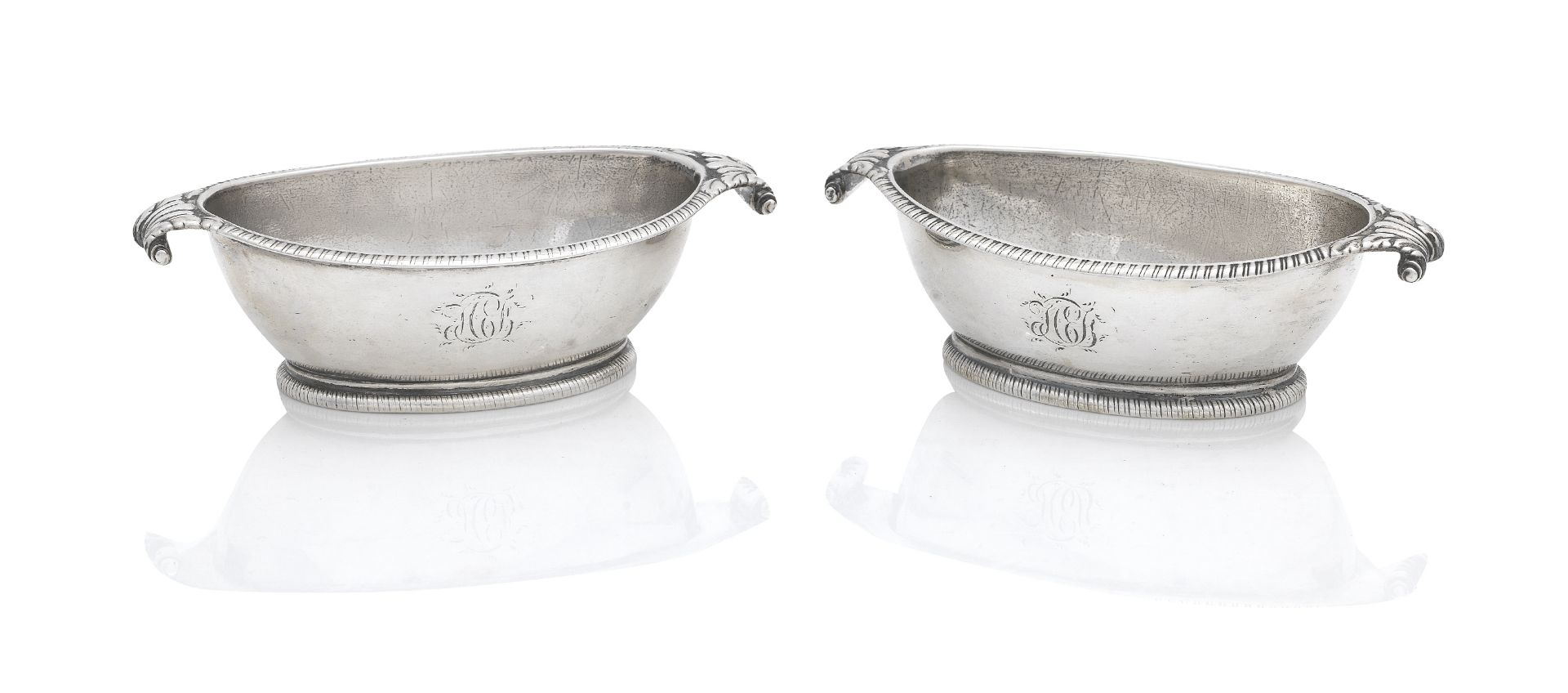 A pair of George III silver salts maker's mark HN, London, 1803 (2)