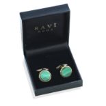 A pair of malachite set cufflinks, by SAVI ROMA