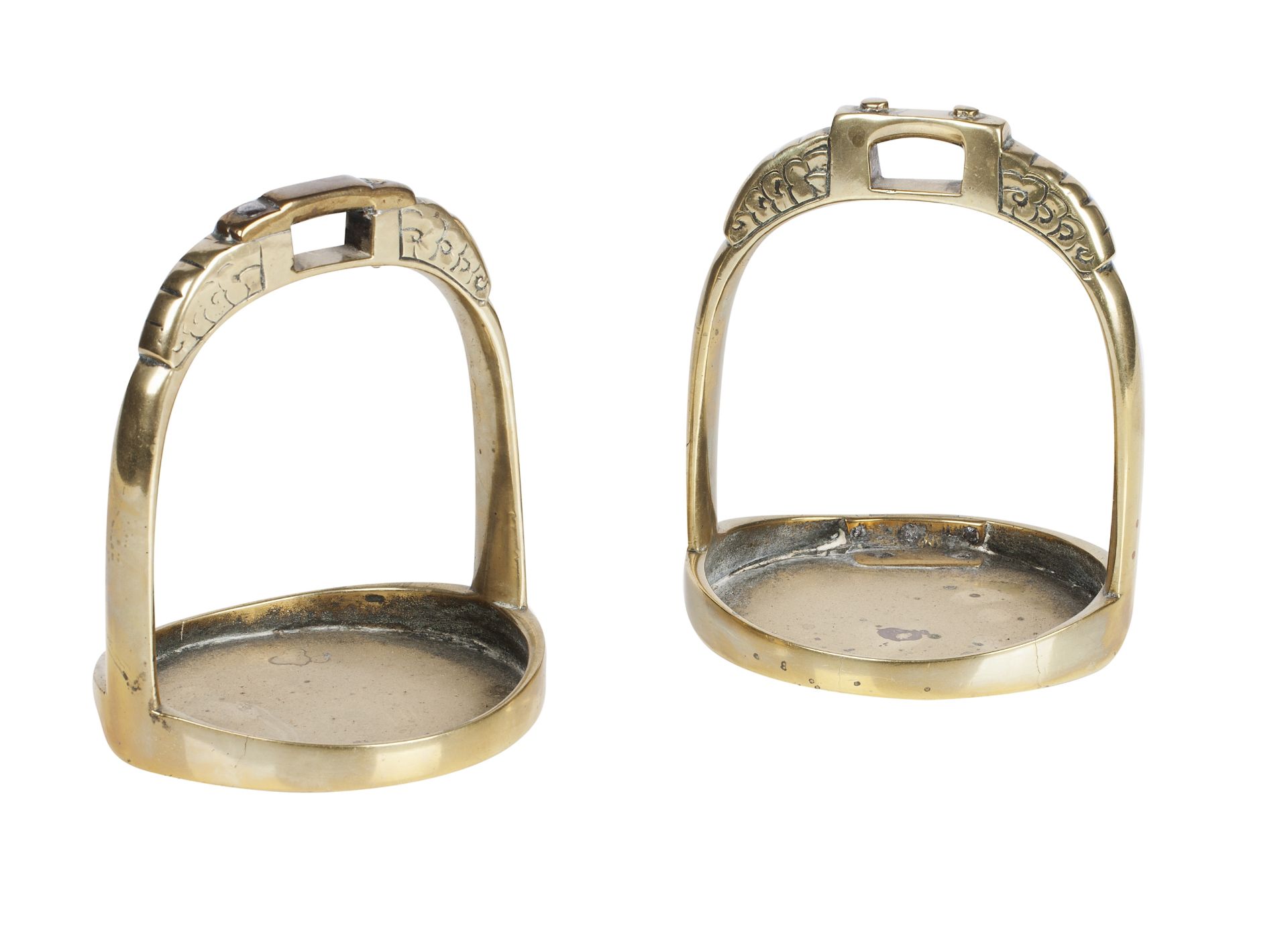 A pair of bronze stirrups 19th century