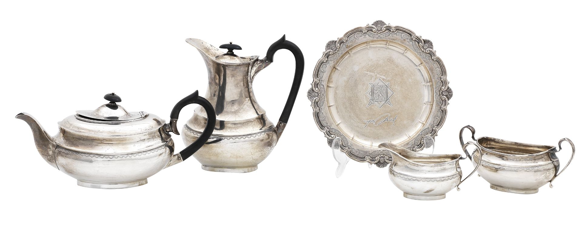 A four piece silver tea service maker's mark EV, Sheffield, 1960 and 1961 (5)