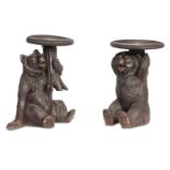 A near pair of 19th century carved Black forest bear stools