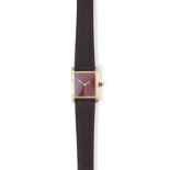 MUST DE CARTIER. A LADY'S MANUEL WIND SILVER GOLD PLATED WRISTWATCH