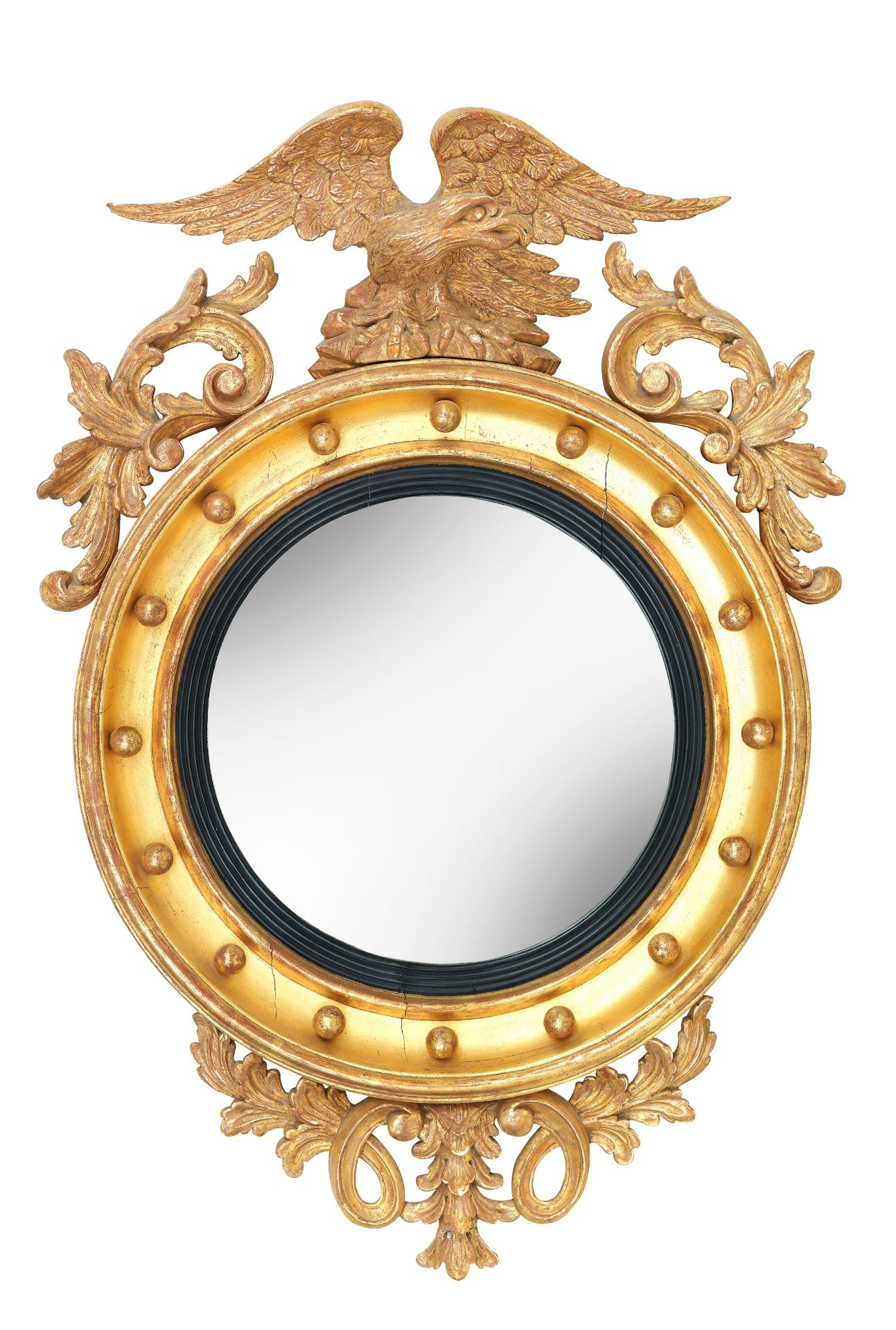 A 19th century giltwood convex mirror
