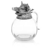 A SILVER PLATED WILD BOAR HEAD MOUNTED CARAFE, VALENTI, SPAIN 1970
