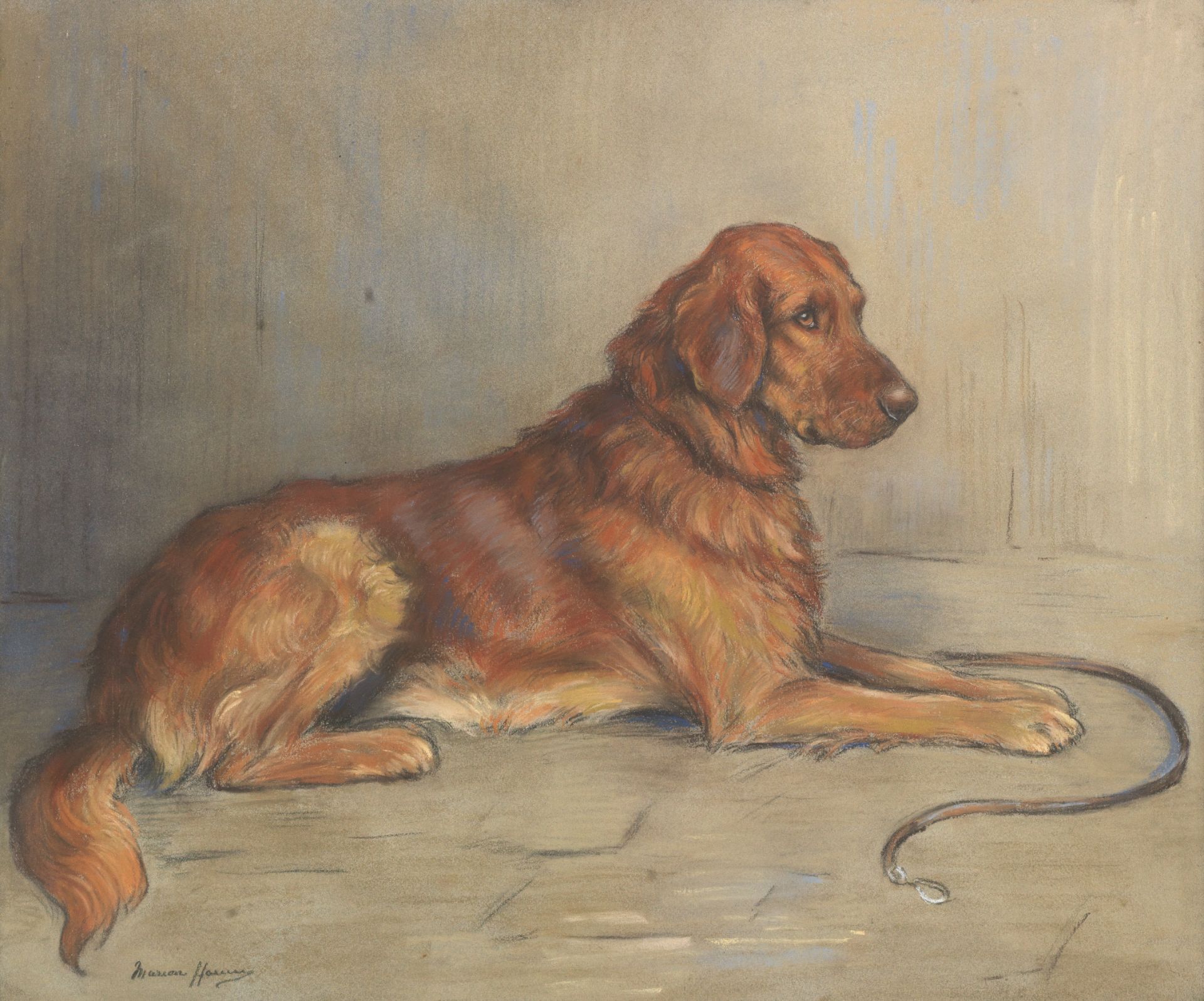 Marion Rodger Hamilton Harvey (British, 1886-1971) Golden Retriever 50 x 60 cm. (19 11/16 x 23 5/...