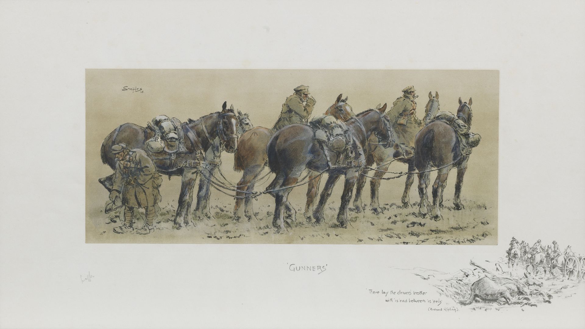 Charlie Johnson Payne, 'Snaffles' (British, 1884-1967) 'Gunners' (Together with another smaller s...