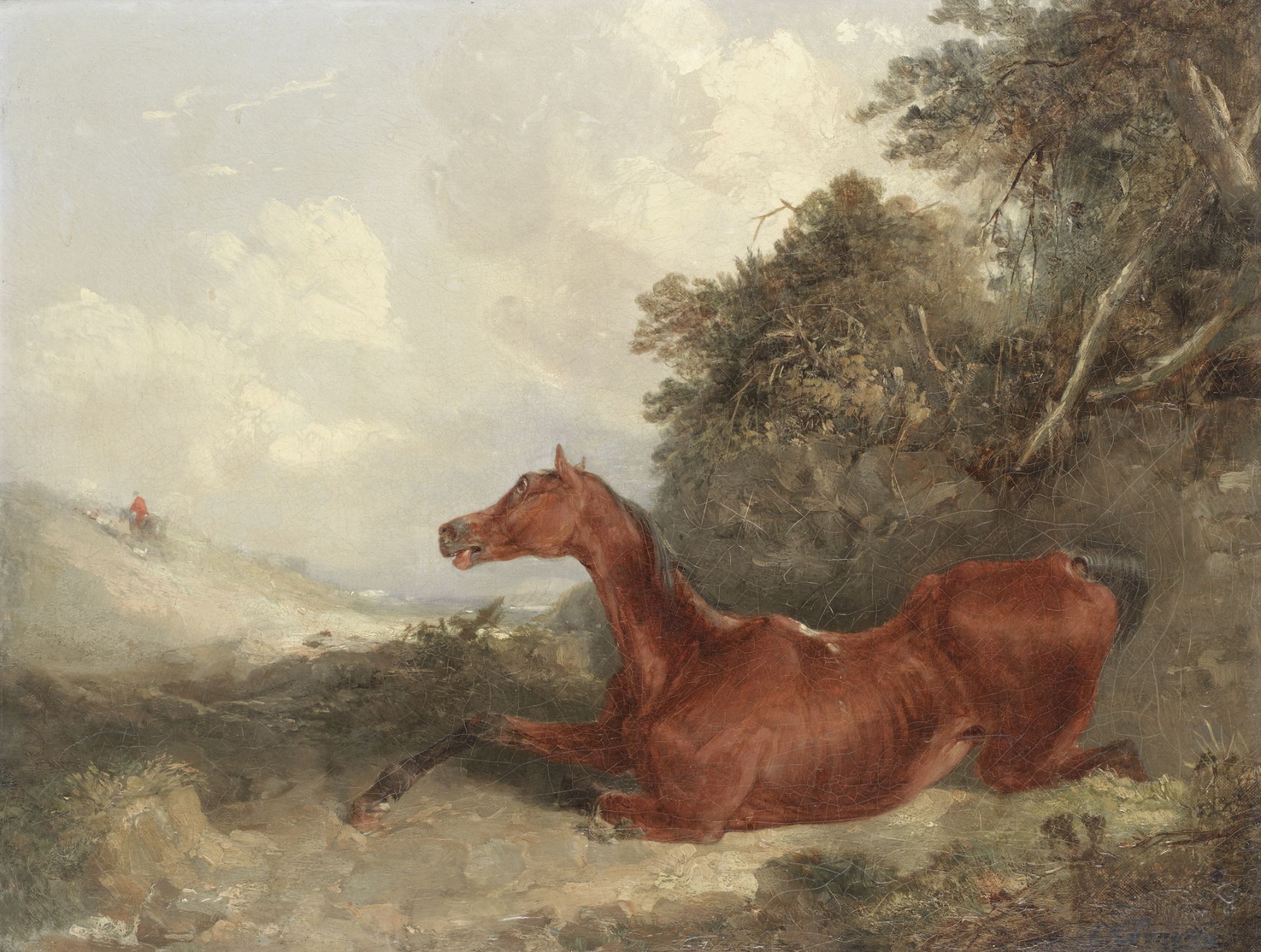 Edward Robert Smythe after James Ward 'A tethered horse straining to join the hunt' together with...