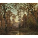 Heinrich Böhmer (German, 1852-1930) Stag in Woodland Landscape