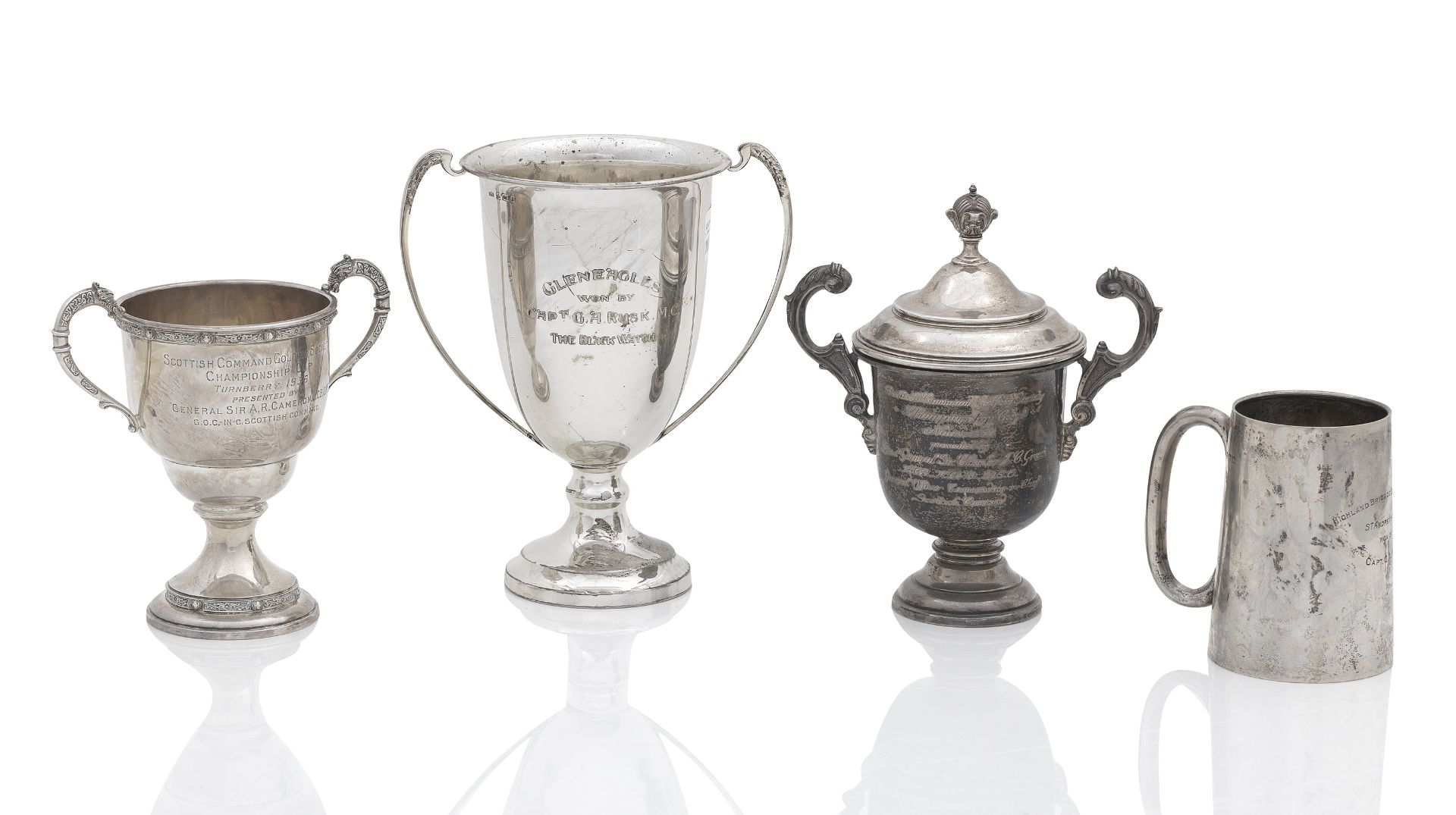 Golf Interest - three silver trophies from the Scottish Command Golfing Society and a silver and ...