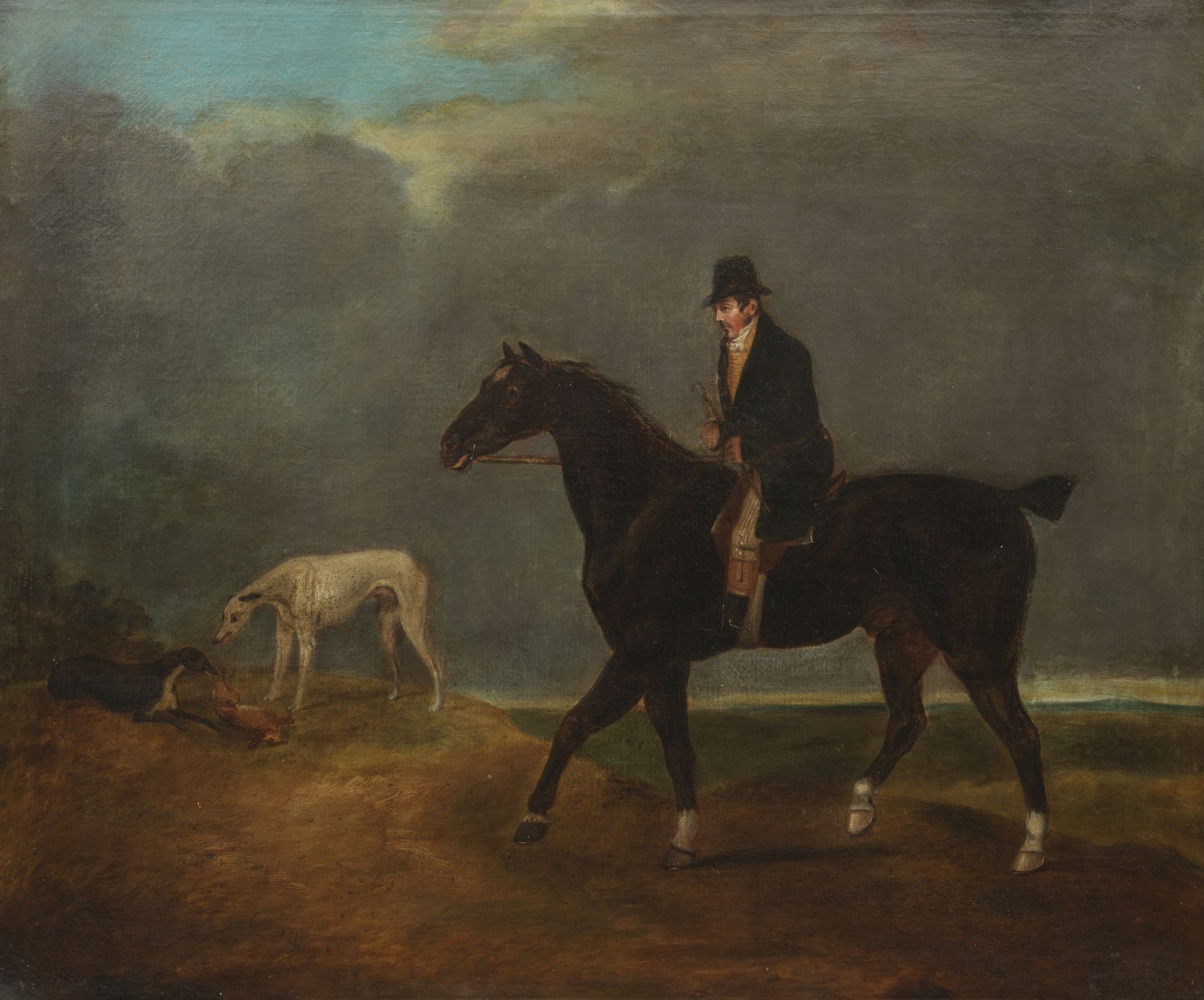 After Samuel Spode (British, active 1825-1858) Gentleman on Horseback with Greyhounds