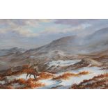 Elizabeth Halstead (British, 20th Century) High Tops & Deer in a Glen 39 x 60cm (15 3/8 x 23 5/8i...